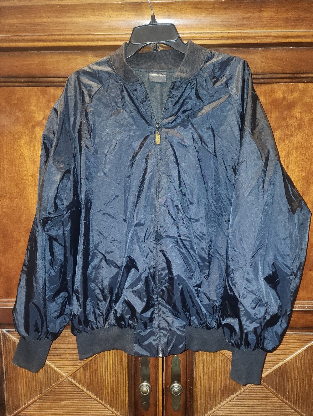 Vintage Men's Black Med Paul Sebastian Lightweight Satin Windbreaker Unisex